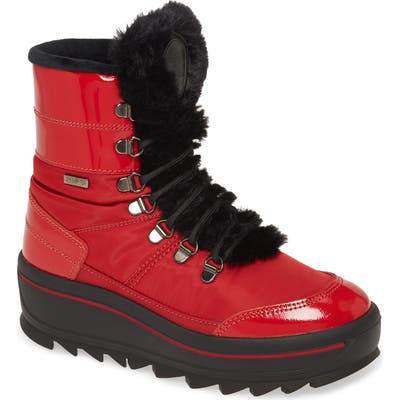 Pajar Taian Faux Fur Trim Waterproof Insulated Boot, Red