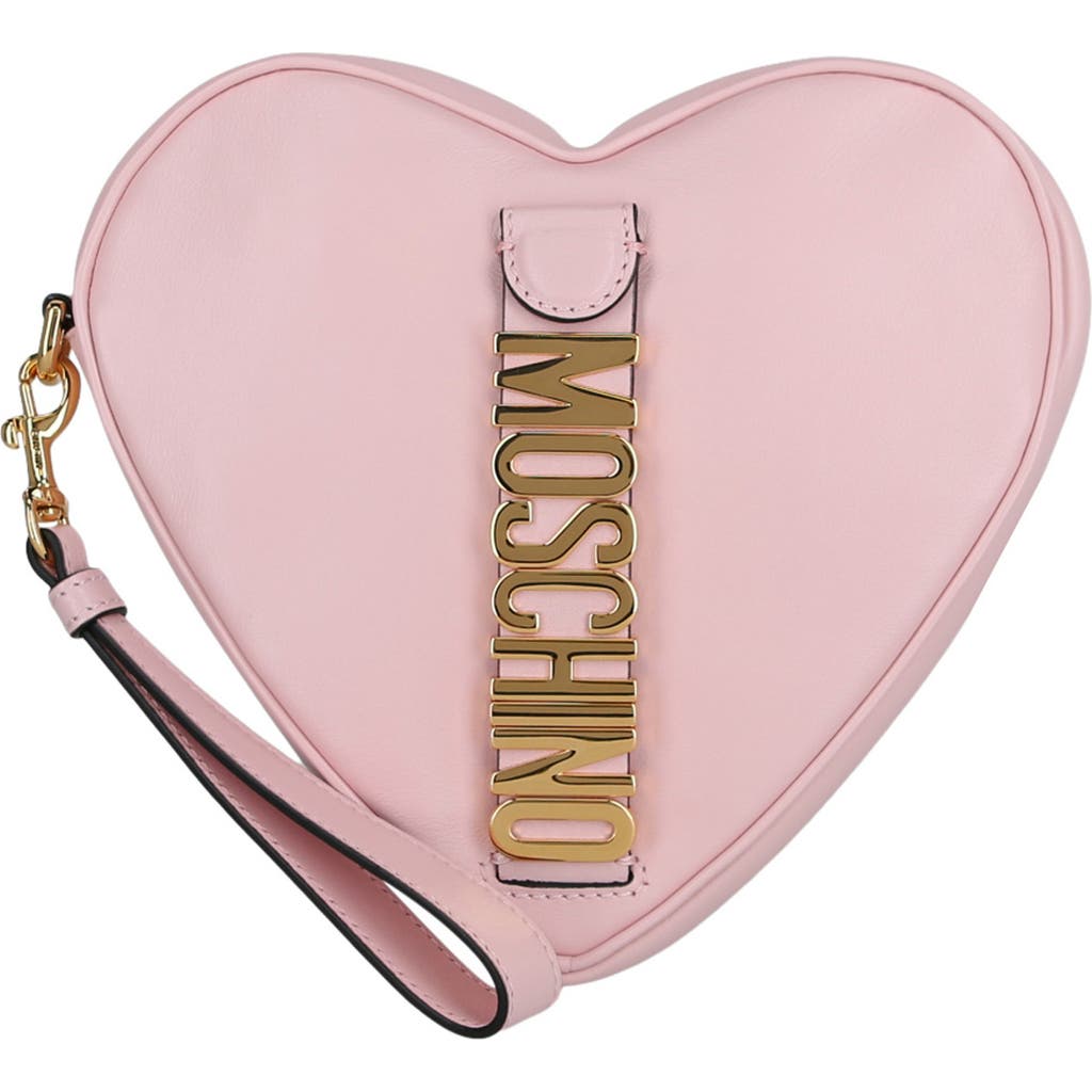 Shop Moschino Logo Heart Wrislet In Pink