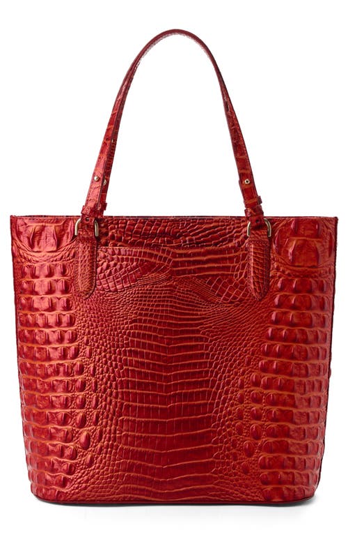 Shop Brahmin Ezra Croc Embossed Leather Tote In Radiant Red