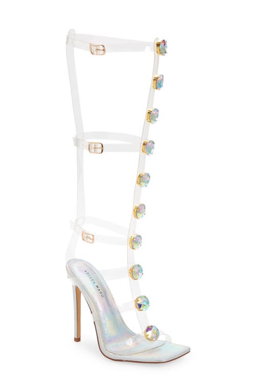 AZALEA WANG Esme Strappy Cage Sandal in Holographic