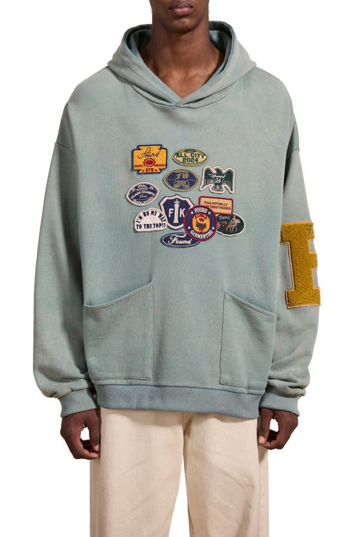 Shop Found Sage Patch Pullover Hoodie In Faded Mint