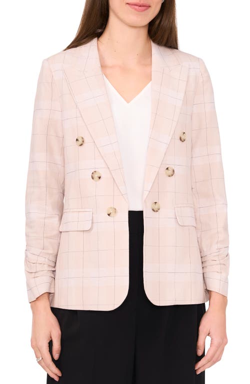 halogen(r) Ruched Sleeve Double Breasted Blazer Oxford Beige at Nordstrom,