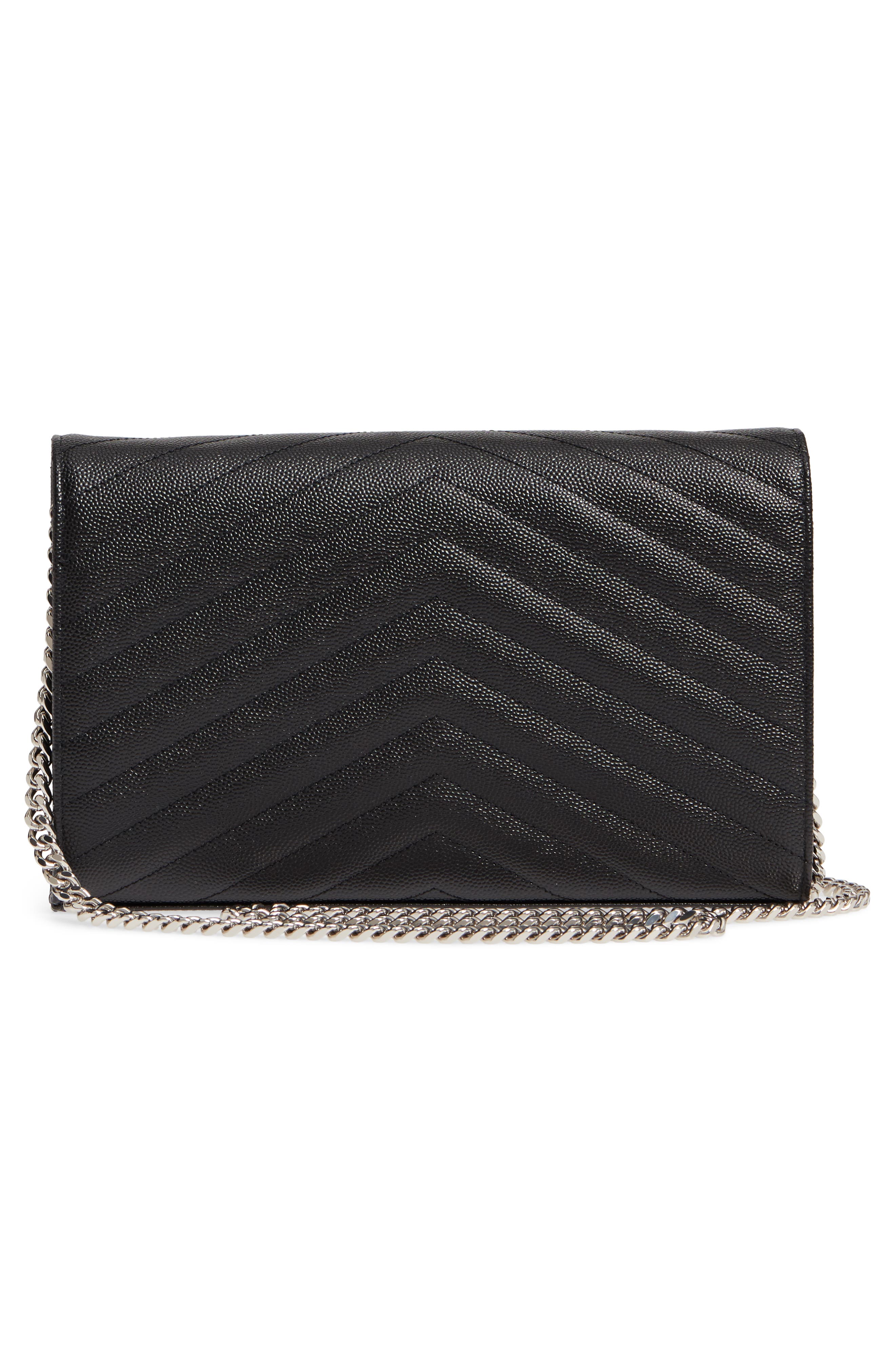 ysl monogram quilted leather wallet on a chain