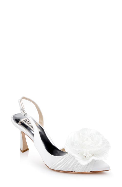 Shop Badgley Mischka Collection Blaire Pointed Toe Pump In White Satin