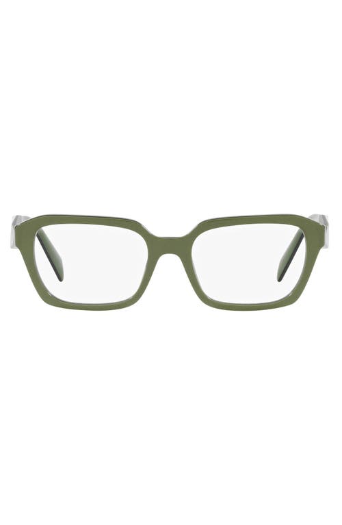 Prada 52mm Square Optical Glasses in Green at Nordstrom
