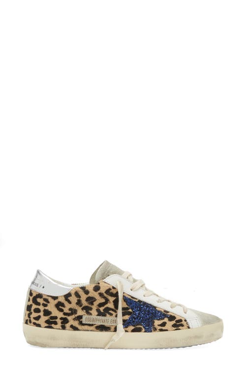 Shop Golden Goose Super-star Private Edition Genuine Calf Hair Sneaker In Leopard/blue