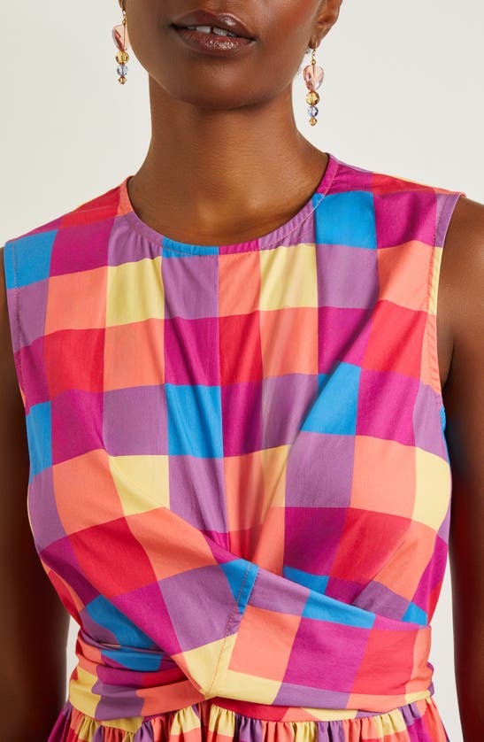 Shop Misook Plaid Tie Back Maxi Dress In Pink/blue/purple Plaid
