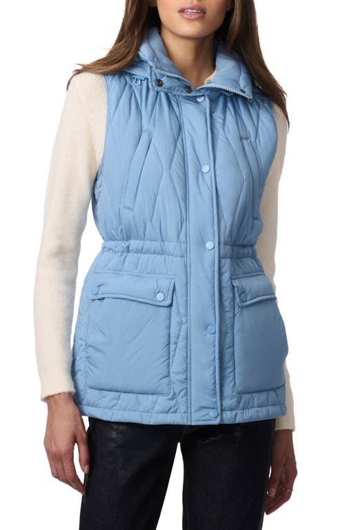 Shop Bernardo Quilted Hooded Recycled Polyester Vest In Aqua Blue