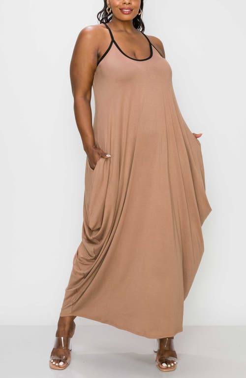 Shop L I V D Drapey Maxi Dress In Mocha