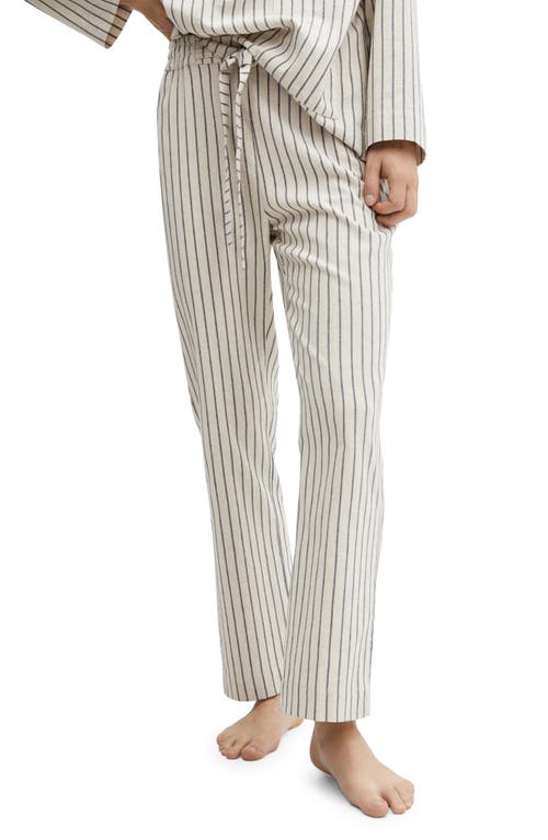 MANGO Stripe Cotton Pajama Pants in Beige at Nordstrom, Size Large