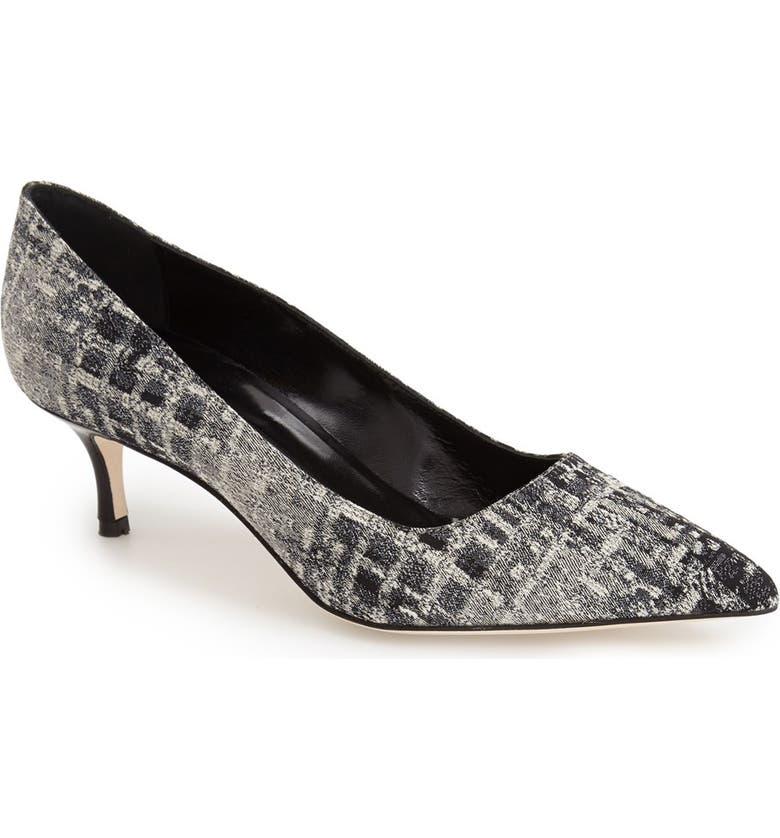 MANOLO BLAHNIK 'BB' Pointy Toe Pump, Main, color, GREY/ WHITE/ BLACK