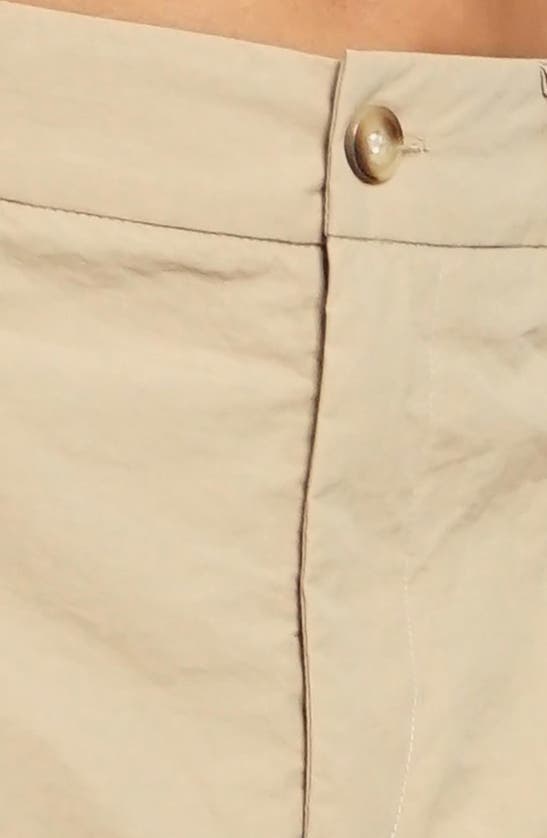 Know One Cares Nylon Cargo Pants In Khaki