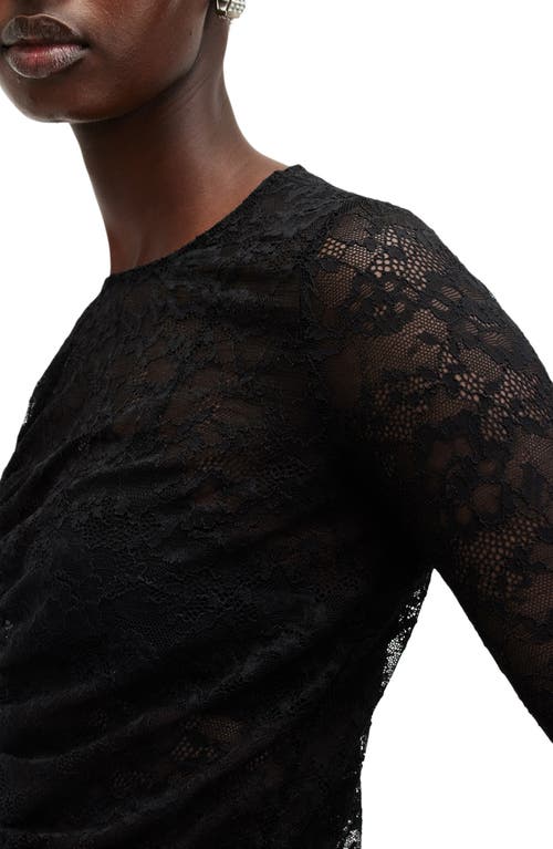 Shop Allsaints Edana Lace Long Sleeve Top In Black