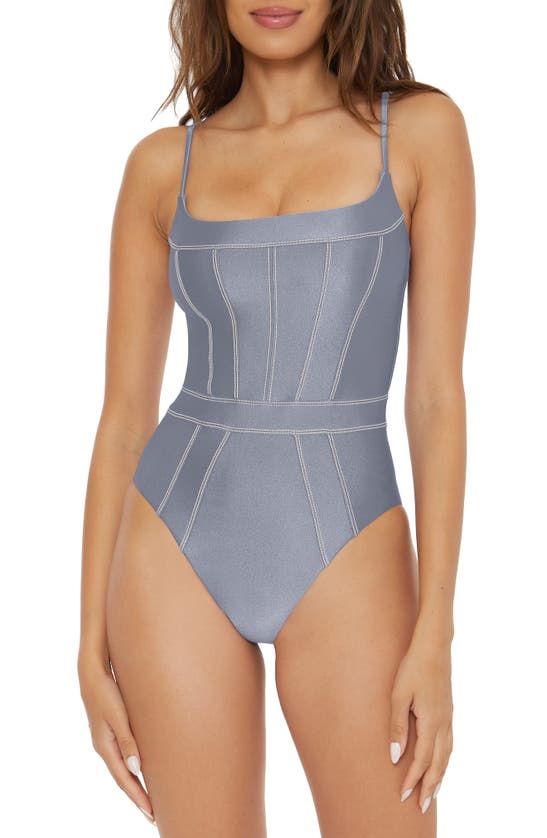 Shop Becca Color Sheen One-piece Swimsuit In Silver