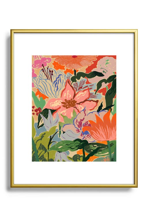 Deny Designs Summer Bouquet Framed Art Print in Golden Tones at Nordstrom