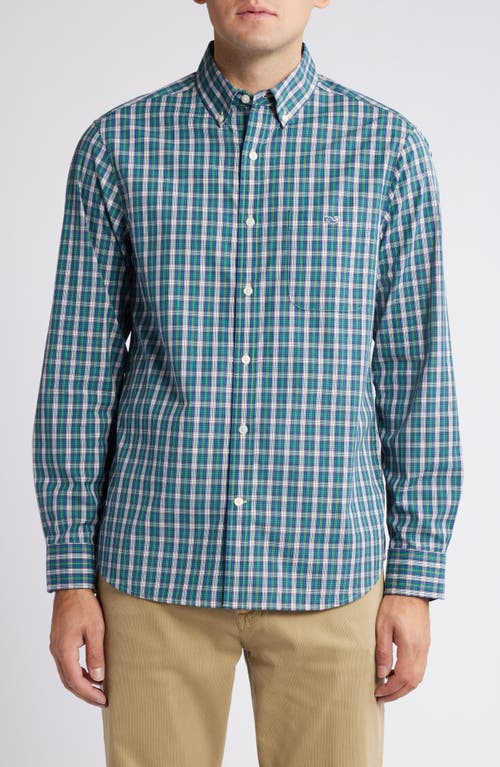 Shop Vineyard Vines Classic Fit Plaid Cotton Button-down Shirt In Sea Swell Pld