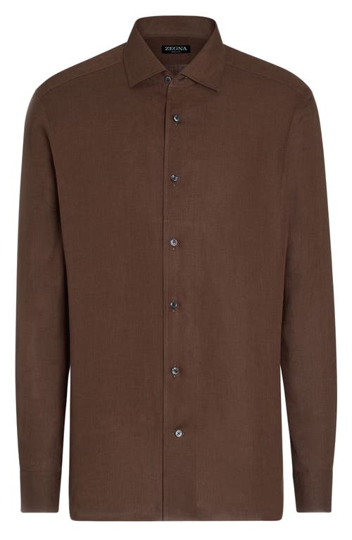 Shop Zegna Oasi Linen Button-up Shirt In Ferrugine