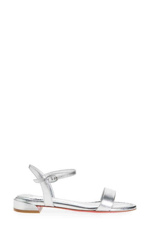 Christian Louboutin Sweet Jane Red Sole Metallic Sandals In Silver