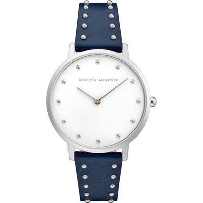 Rebecca Minkoff Major Stud Leather Strap Watch, 35Mm