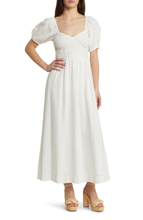Textured Bodice Maxi Dress in Ivory