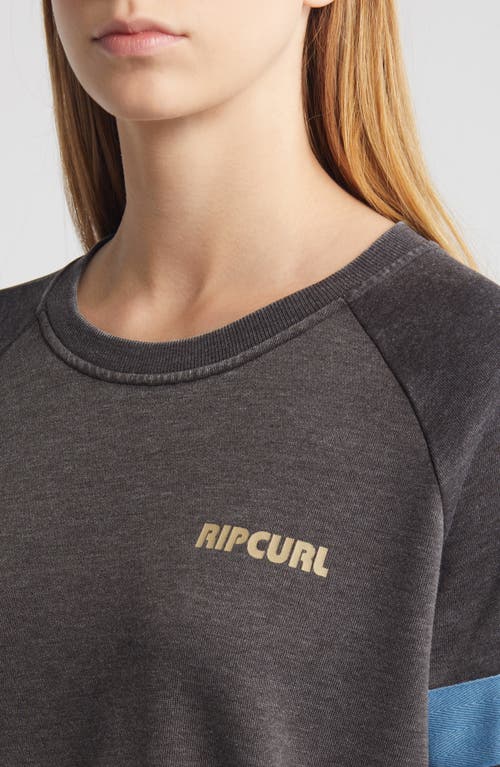 Shop Rip Curl High Tide Stripe Raglan Sleeve Sweatshirt In Washed Black