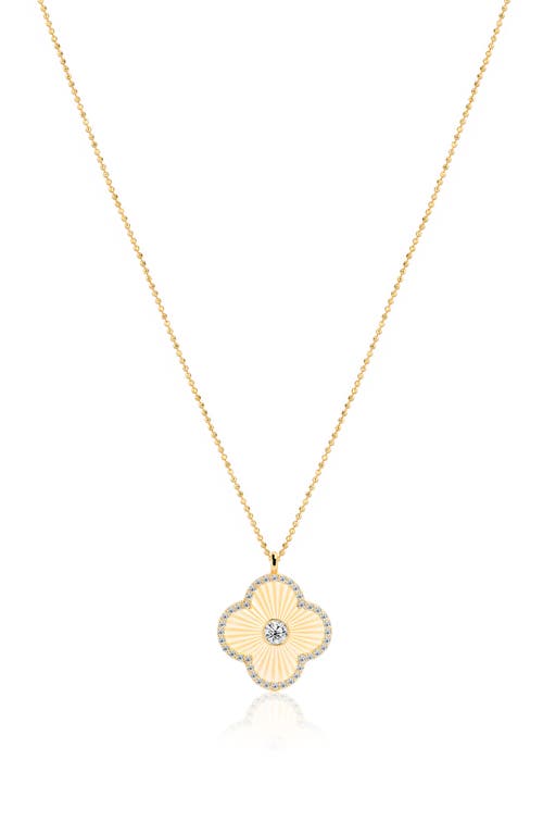 Gabi Rielle Effortless Staples Pavé Clover Pendant Necklace In Gold