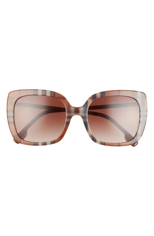 Shop Burberry 54mm Gradient Square Sunglasses In Check Brown/gradient Brown