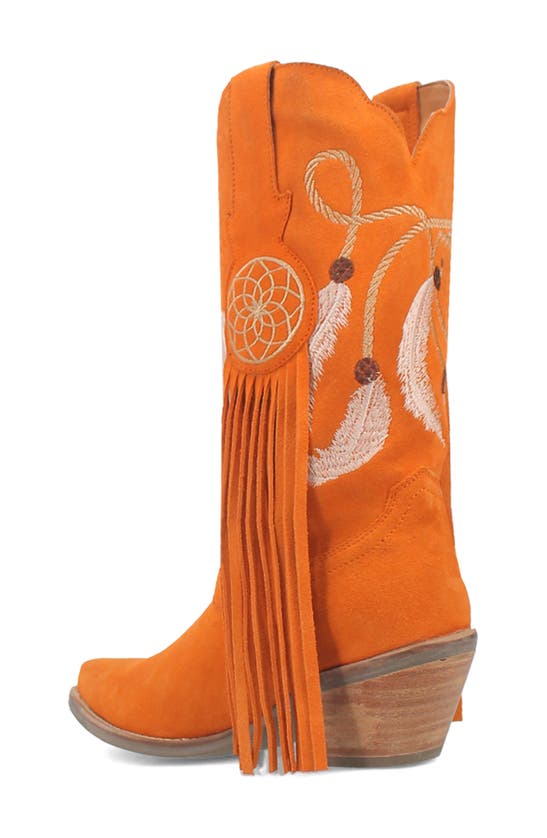 Dingo Day Dream Fringe Embroidered Western Boot In Orange