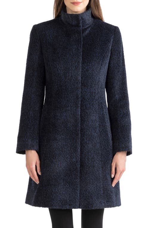 Sofia Cashmere Stand Collar Shaped Alpaca & Wool Blend Coat in Navy