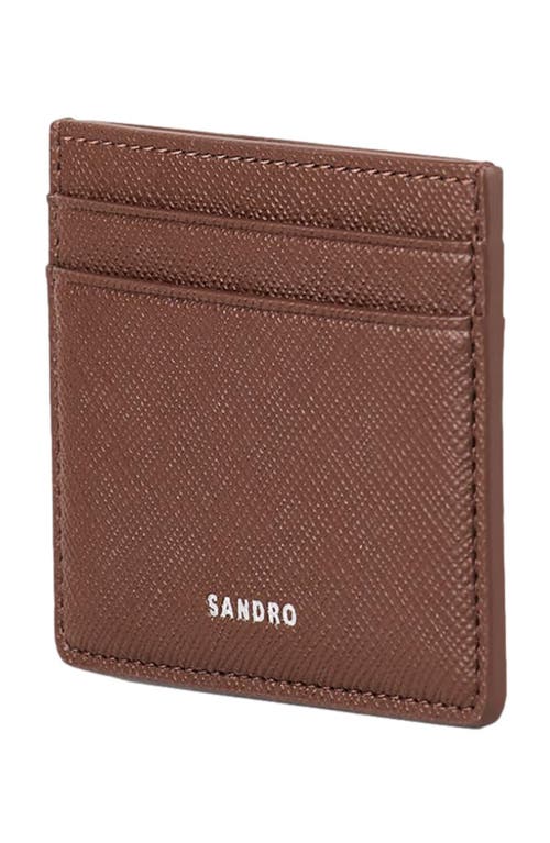 Shop Sandro Synthetic Leather Cardholder In Black Brown