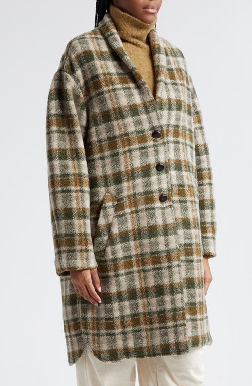 Shop Isabel Marant Étoile Gabriel Abstract Print Wool Blend Coat In Khaki/ecru