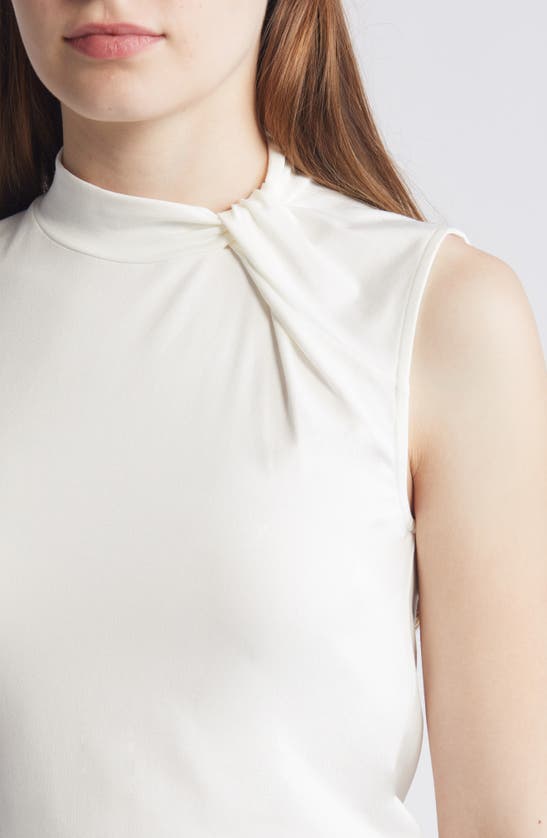 Shop Hugo Boss Boss Emise Mock Neck Sleeveless Top In Soft Cream