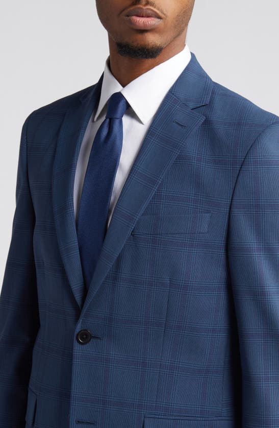 Shop Open Edit Plaid Extra Trim Stretch Wool Blend Sport Coat In Teal Ombra Plaid