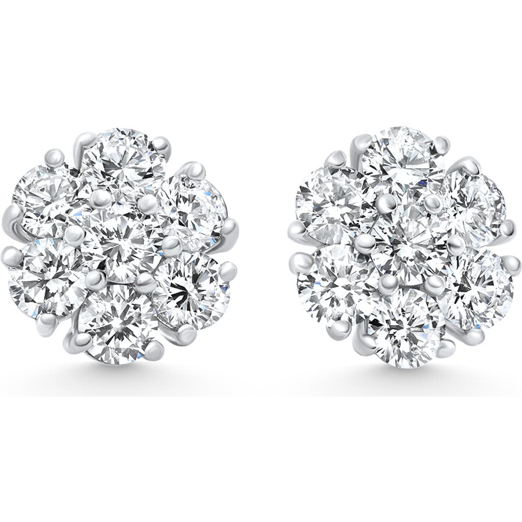Bliss Diamond 3.60ct Diamond Cluster Pave Studs Screwback Earrings 14k Gold Lab Grown In White Gold