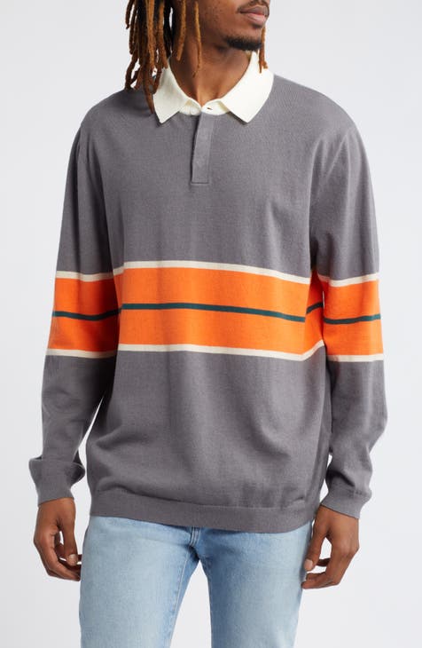Stripe Long Sleeve Rugby Polo
