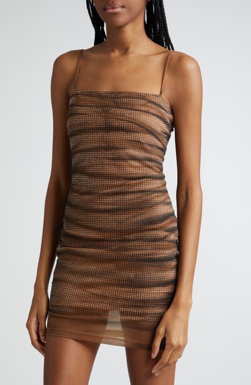 Shop Alexander Wang Hotfix Ruched Minidress In Campfire