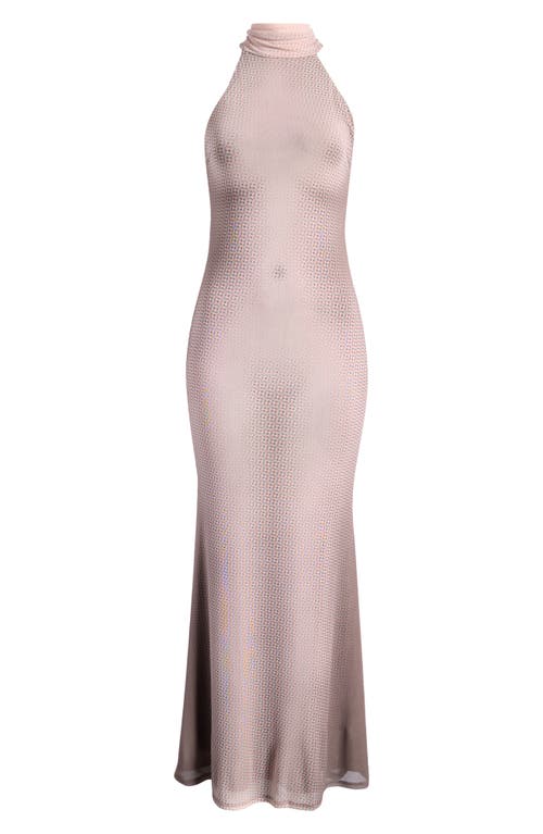 Shop Afrm Arlette Turtleneck Mesh Maxi Dress In Beige Illusion