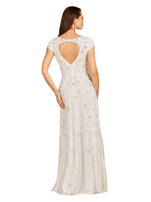 Shop Lara New York Cap Sleeve Beaded Bridal Gown In Ivory