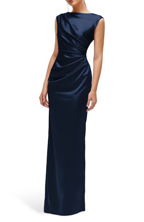 AFTER SIX AFTER SIX PLEATED CAP SLEEVE CHARMEUSE GOWN