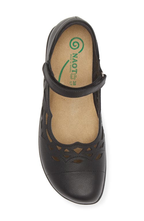 Naot Agathis Mary Jane Flat In Soft Black Leather
