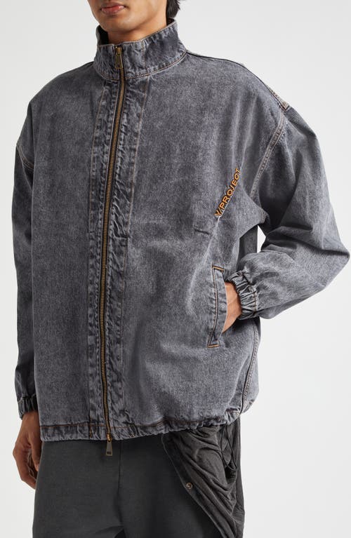 Shop Y/project Evergreen Pinched Logo Denim Jacket In Evergreen Vintage Black