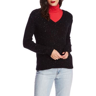 Court & Rowe Nep Flecked V-Neck Sweater, Black