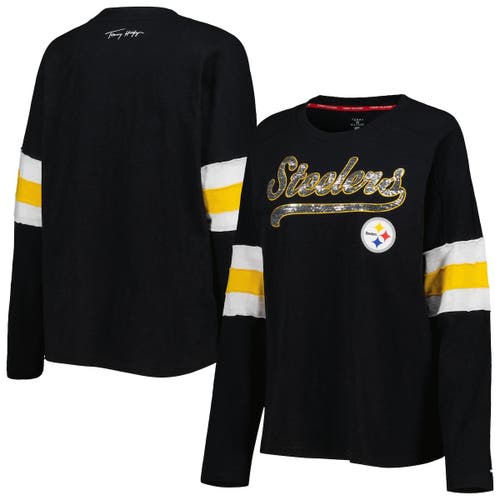 Women's Tommy Hilfiger Black Pittsburgh Steelers Justine Long Sleeve Tunic T-Shirt