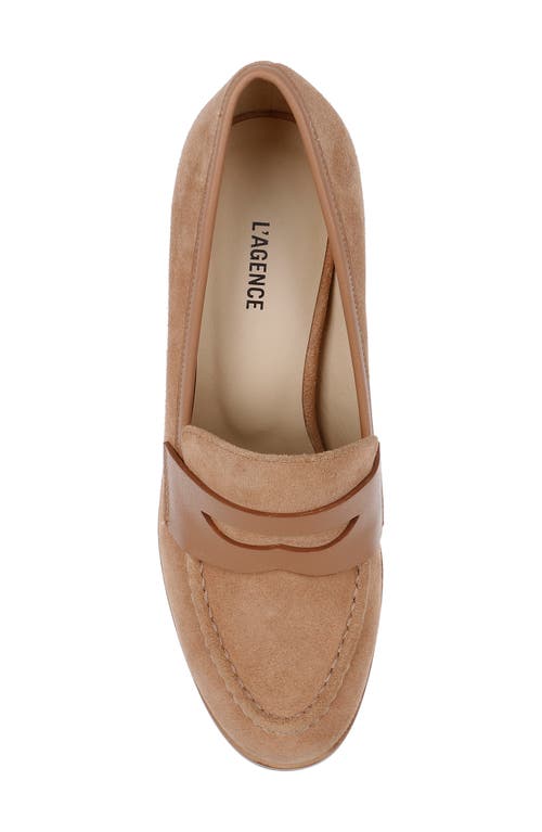 Shop L Agence L'agence Blanche Penny Loafer Pump In Sand Suede