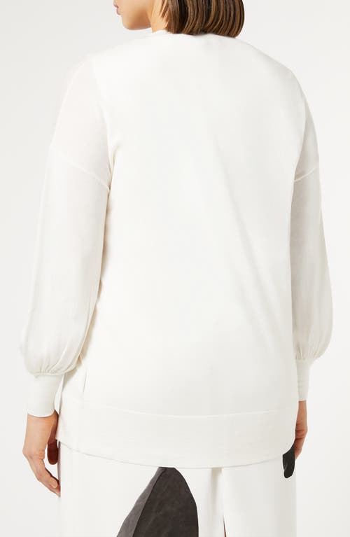 Shop Marina Rinaldi Alfio Virgin Wool Blend Cardigan In White Big