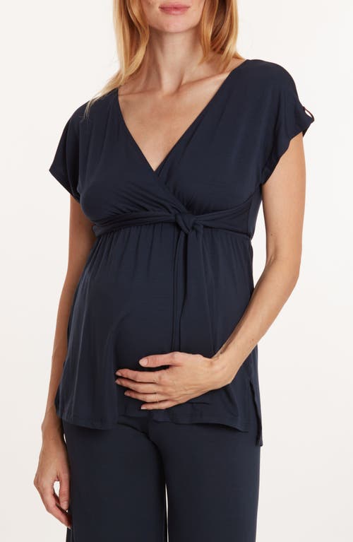 Cache Coeur Origin Maternity/nursing Pajama Top In Indigo