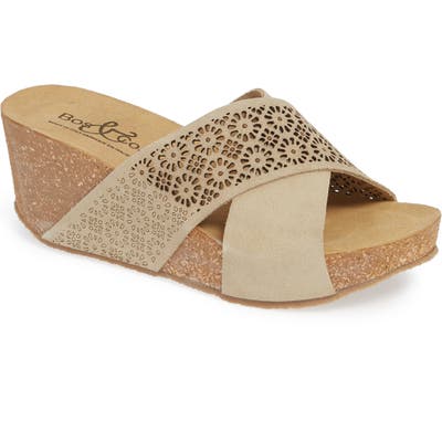 Bos. & Co. Lomi Platform Wedge Slide Sandal, Beige