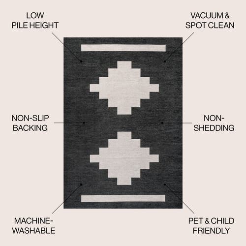 Jonathan Y Adriel Geometric Medallion Machine-washable Area Rug In Black/cream