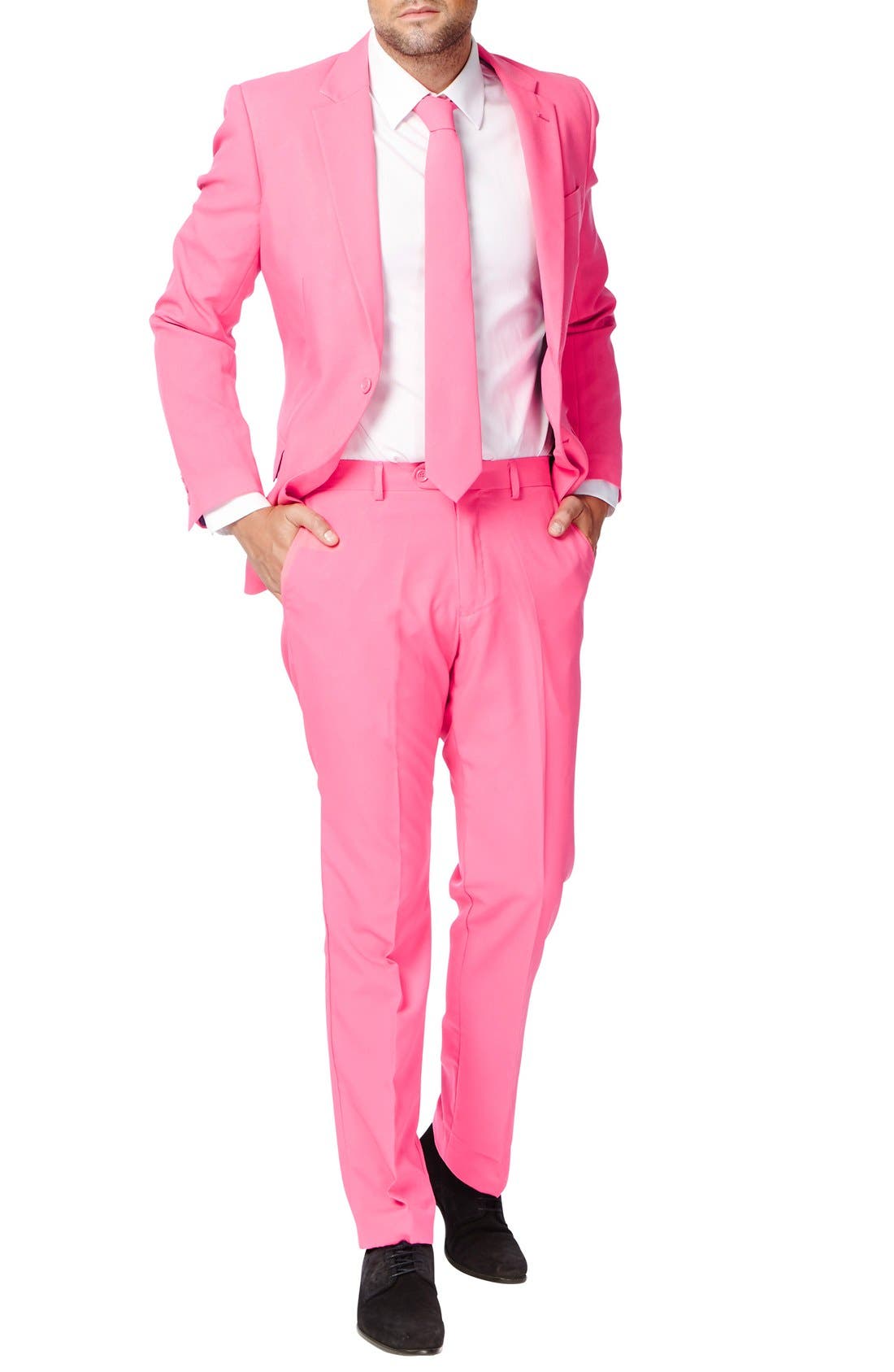 Includes Pants Jacket And Tie Abito da uomo Uomo OppoSuits Solid Color Party Suits For Men Mr Pink Full Suit