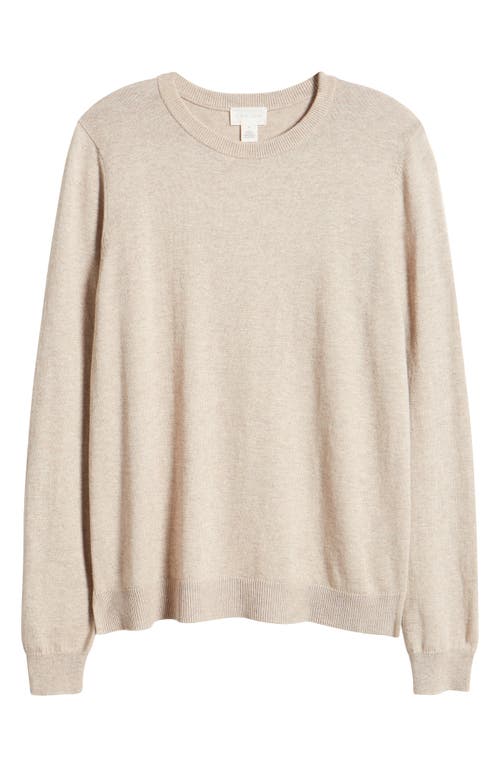 Shop Caslonr Caslon(r) Cotton & Cashmere Crewneck Sweater In Beige Hummus Heather